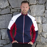 Red and white sports on sale jacket